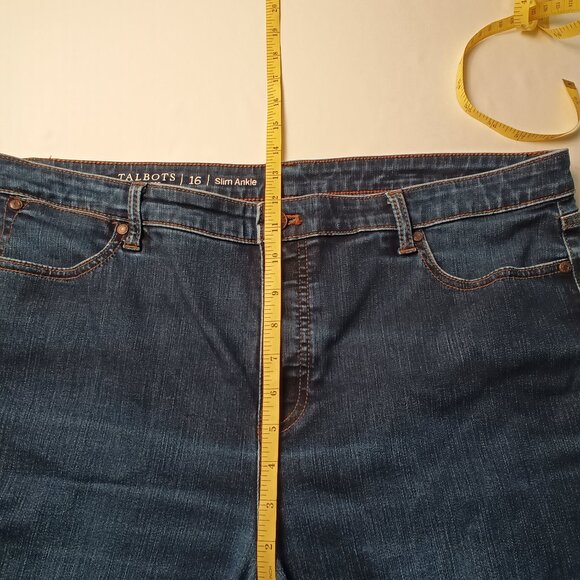 Talbots Flawless Jeans Size 16 Slim Ankle High Rise Dark Wash - Picture 7 of 9